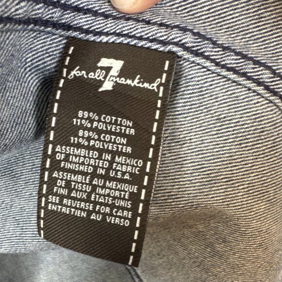 7 For All Mankind Denim Jacket Men Medium Trucker Dark Wash USA Made - Picture 7 of 9